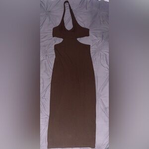 H&M Brown ribbed halterneck dress women’s size Small